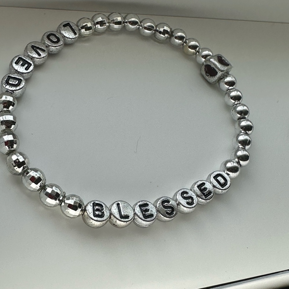Loved Blessed Positive  Affirmation Stretchy Bracelet
